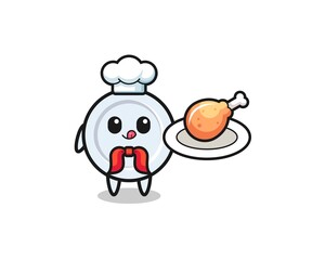 plate fried chicken chef cartoon character