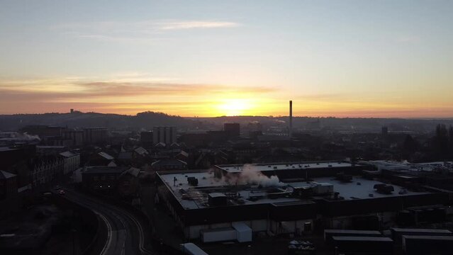 A sunrise morning in a city in England Burton on trent 2022.