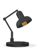 black table lamp for office or study on white background with lamp interior
