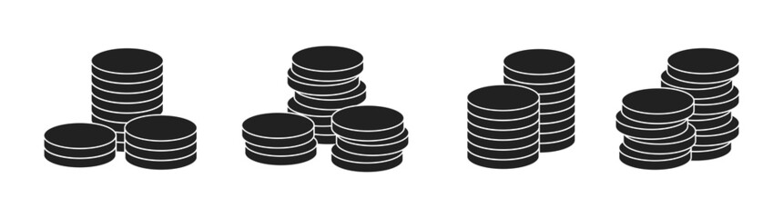 Stack of coins icon. Coin column. Money, cash, income. Vector EPS 10