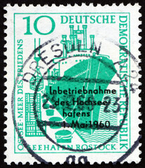 Postage stamp Germany 1960 Inauguration of the Seaport Rostock