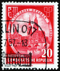 Postage stamp Germany 1956 Hofkirche and Elbe Bridge