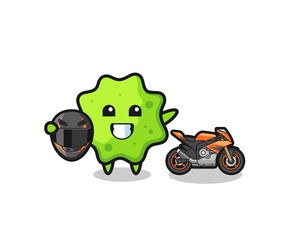 cute splat cartoon as a motorcycle racer