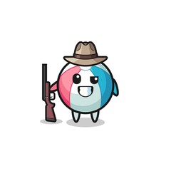beach ball hunter mascot holding a gun