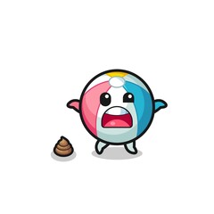 Fototapeta premium beach ball earth surprised to meet poop
