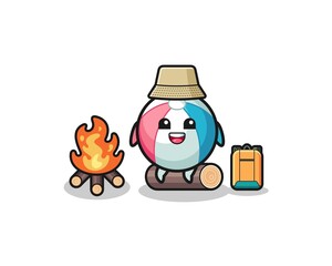 camping illustration of the beach ball cartoon