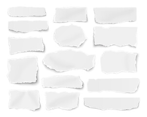 Set of paper different shapes scraps, fragments isolated on white - obrazy, fototapety, plakaty
