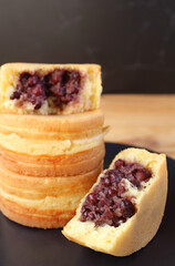 Closeup of Tasty Japanese Azuki Bean Paste(Anko) Filled Dessert Called Obanyaki or Imagawayaki
