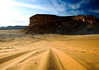 Fototapeta na wymiar Mountain landscape in the Black Desert, Egypt 