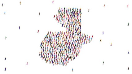 Guatemala Map A large group of people form to create a Guatemala map. 4K Video Animation.