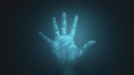 3D illustration of an open hand stop