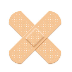 Adhesive plaster for medical skin care, 3d realistic sticker with cross of sticky bandage