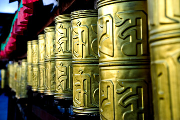 Buddhist prayer wheels are a symbol of Buddhism.Tibet