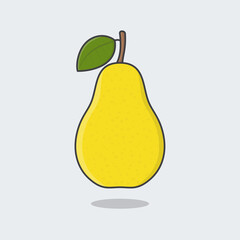 Pear Fruit Cartoon Vector Illustration. Fresh Pear Fruit Flat Icon Outline