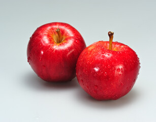 A red apple on a white background