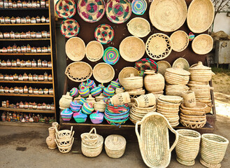 Straw baskets and other natural-material souvenirs in Egypt