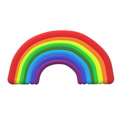 Rainbow spectrum 3d on white backgroud.Colorful curves.Plastic clay.Illustration concept.Sign, symbol, icon or logo.Hand craft or handmade.Plasticine modeling clay.
