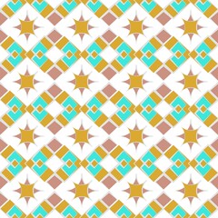 Aqua, gold and pink geometric shapes repeat vector pattern