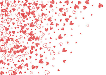 Pink Heart Vector White Backgound. Fly Confetti