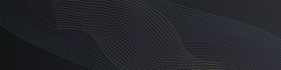 Naklejka premium Bright Flow Abstract Vector Panoramic Black
