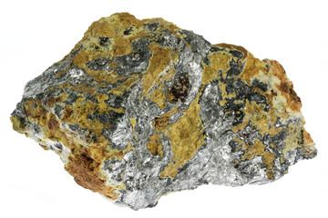 native antimony from Kolarsky vrch deposit, Slovakia isolated on white background