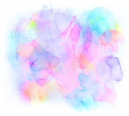Watercolor paint brush strokes from a hand drawn isolated on white background