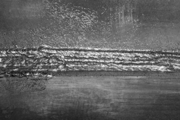 Dark photo of welding seam on the surface material steel in repair crack process