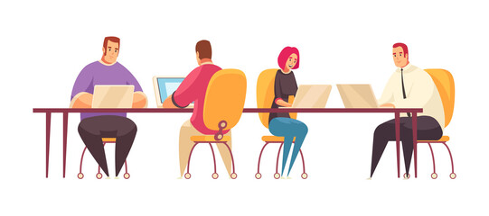 Coworkers At Table Composition