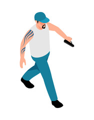 Criminal With Gun Composition