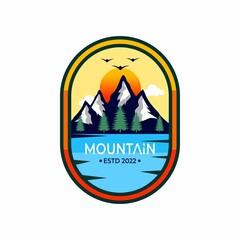 Vector illustration of mountain logos, outdoor adventure logos, sea for mountaineer hobbies, camping, t-shirts, logos and other uses