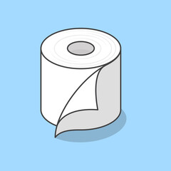 Tissue Paper Cartoon Vector Illustration. Toilet Paper Roll Flat Icon Outline