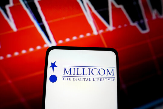 May 19, 2022, Brazil. In this photo illustration, the Millicom International Cellular logo seen displayed on a smartphone screen.