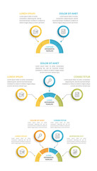 Infographic templates with 2, 3 and 4 steps or options with place for text and icons, process infographics