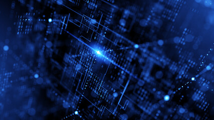Big data concept. Futuristic technology backgrounds - Abstract technology grid. 3d rendering