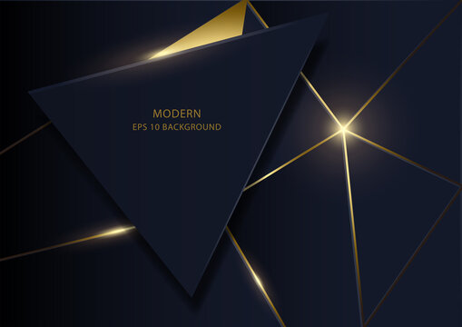Luxurious abstract polygonal background with golden lines