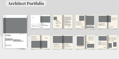 Architect Portfolio Minimal Portfolio Brochure Layout - obrazy, fototapety, plakaty