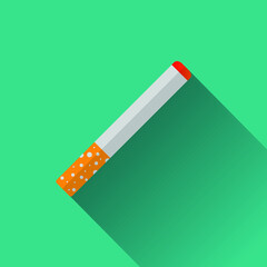 cigarette circle icon with long shadow flat design style simple silhouette of a cigarette Modern minimalist style round icons in stylish colors. website page design vector elements
