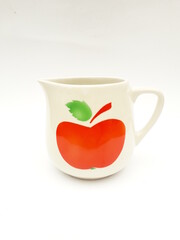 Mid-century modern porcelain cup with red apple pattern