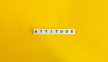 Attitude Word and Banner. Letter Tiles on Yellow Background. Minimal Aesthetics.