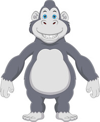 cute baby gorilla cartoon on white background