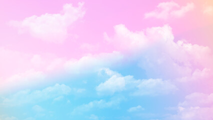 beauty sweet pastel pink blue colorful with fluffy clouds on sky. multi color rainbow image. abstract fantasy growing light