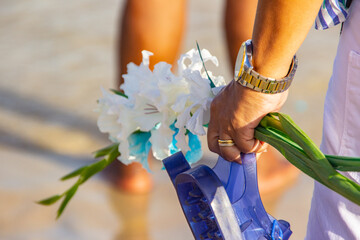 flowers offered to iemanja, during a party.