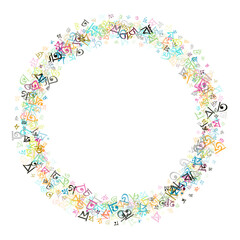 Colorful vector background made from Bengali alphabets, scripts, letters or characters in flat style.