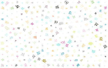 Colorful vector background made from Bengali alphabets, scripts, letters or characters in flat style.