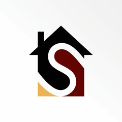 Simple or small house with letter or word S font inside image graphic icon logo design abstract concept vector stock. Can be used as a symbol related to property or initial