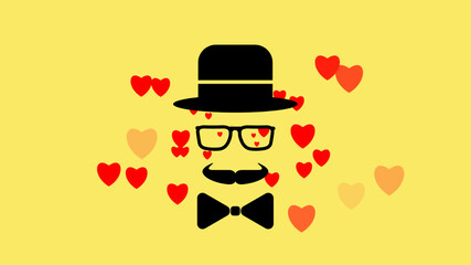 Father's love animation isolated on green screen with floating heart's center to left and right side.