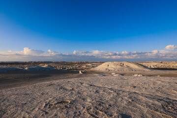 Evening View to the Sand Formations of the White Desert Protected Area, National Park in the Farafra Oasis, Egypt