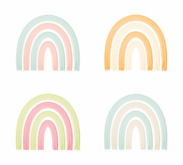 A set of watercolor rainbows