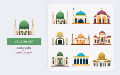 Mosque colorful vector illustration. Editable color Eps 10.