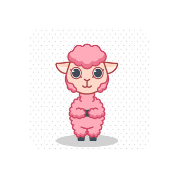 cute sheep mascot cartoon illustration logo